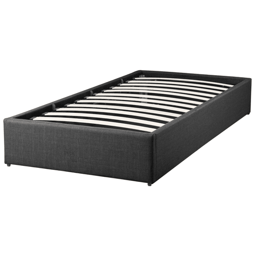 Cama baú sem cabeceira Tecido DINAN 90 x 200 cm Cinzento escuro