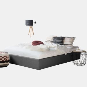 Cama baú sem cabeceira Tecido DINAN 180 x 200 cm Cinzento escuro