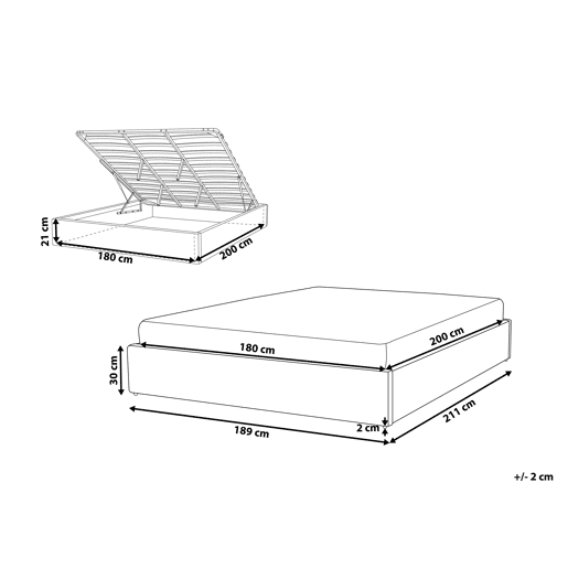 Cama baú sem cabeceira Tecido DINAN 180 x 200 cm Cinzento escuro