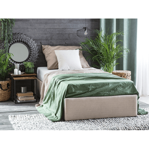 Cama baú sem cabeceira Tecido DINAN 90 x 200 cm Castanho claro