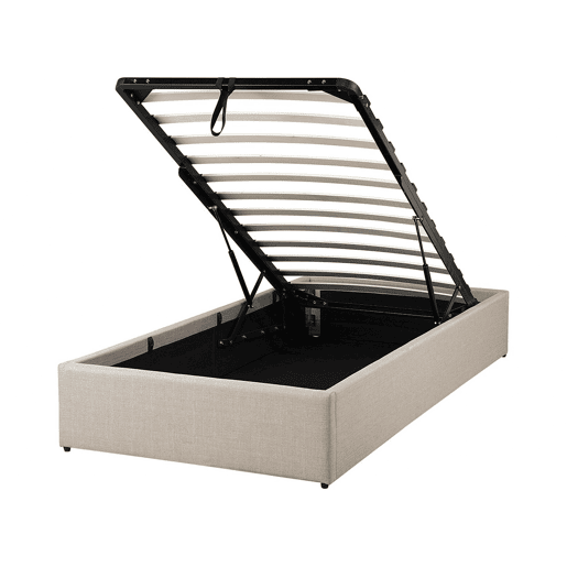 Cama baú sem cabeceira Tecido DINAN 90 x 200 cm Castanho claro