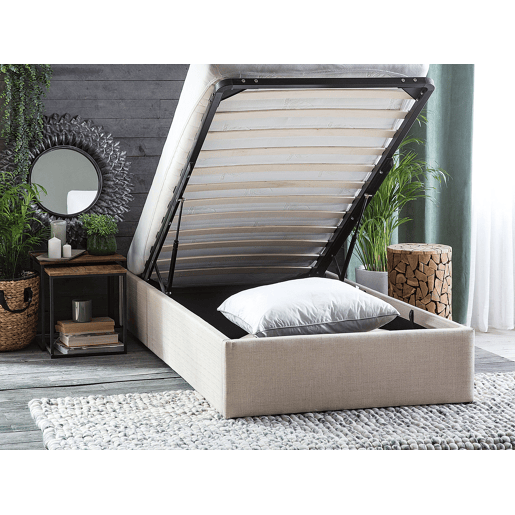 Cama baú sem cabeceira Tecido DINAN 90 x 200 cm Castanho claro