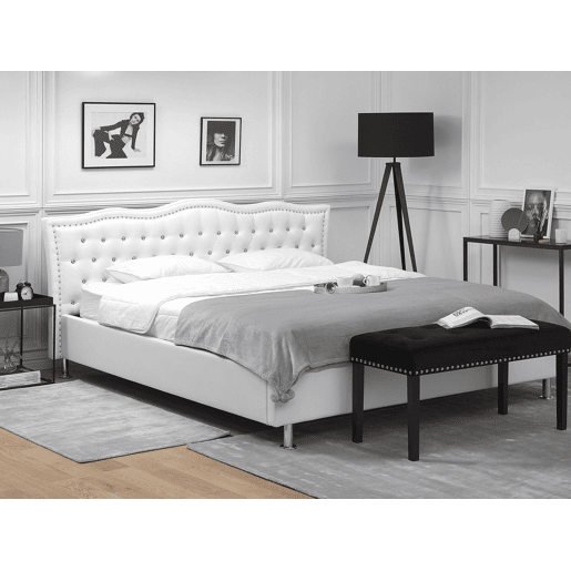 Cama Pele sintética METZ 180 x 200 cm Branco