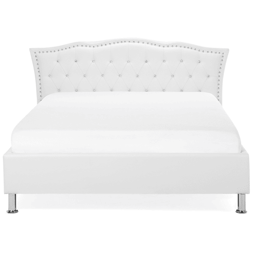 Cama baú Pele sintética METZ 140 x 200 cm Branco
