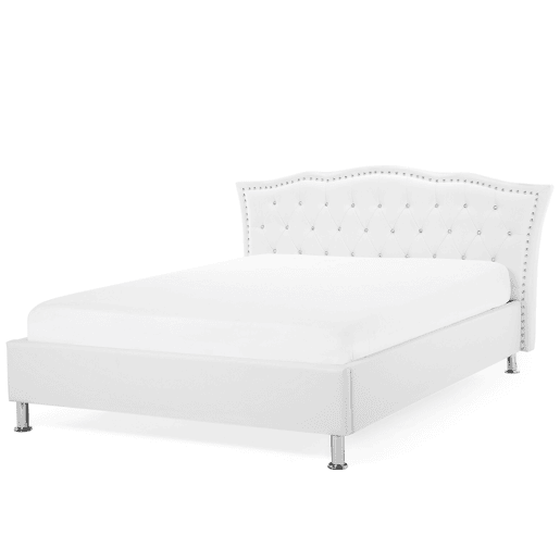 Cama baú Pele sintética METZ 140 x 200 cm Branco