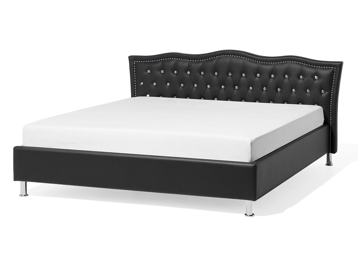 Beliani Cama Piel sintética METZ 169x217 Negro