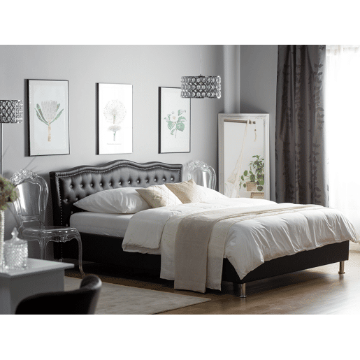 Cama Pele sintética METZ 140 x 200 cm Preto