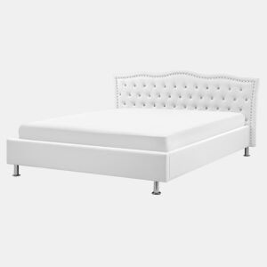 Cama Pele sintética METZ 160 x 200 cm Branco