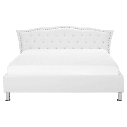 Cama Pele sintética METZ 160 x 200 cm Branco