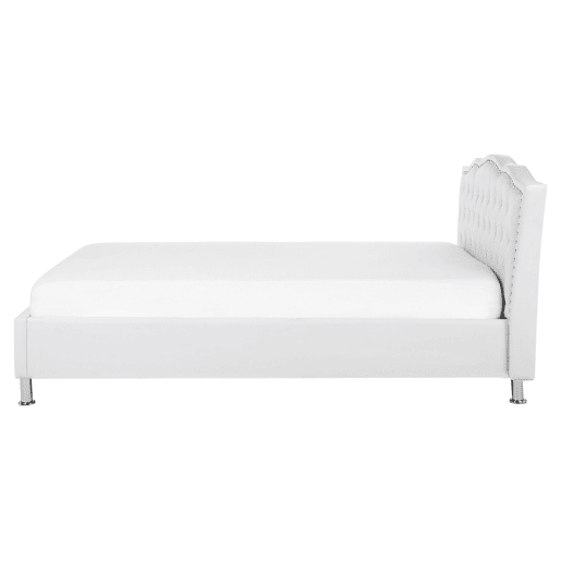 Cama Pele sintética METZ 160 x 200 cm Branco