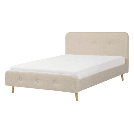 Cama Tecido RENNES 140 x 200 cm Creme claro