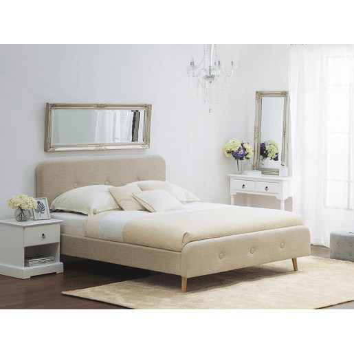 Cama Tecido RENNES 140 x 200 cm Creme claro