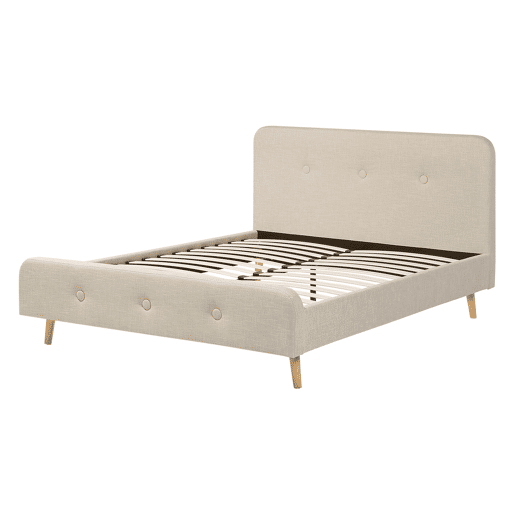 Cama Tecido RENNES 140 x 200 cm Creme claro