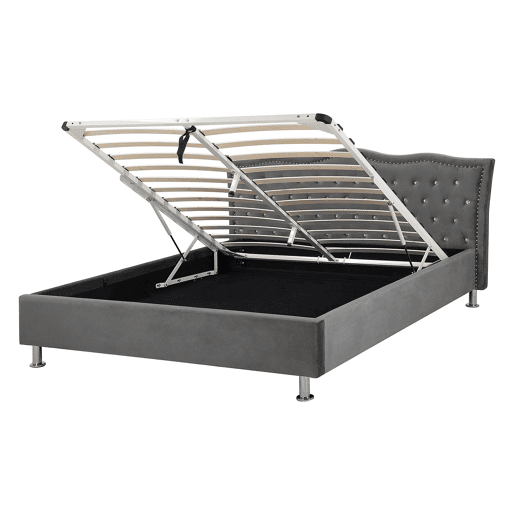Cama baú Veludo METZ 140 x 200 cm Cinzento escuro