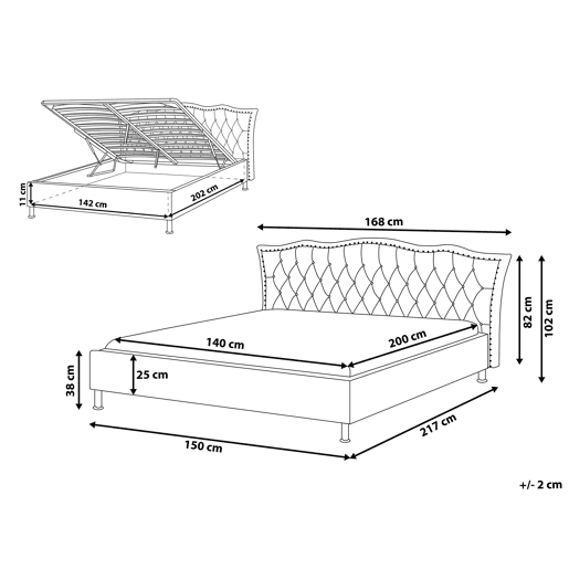 Cama baú Veludo METZ 140 x 200 cm Cinzento escuro