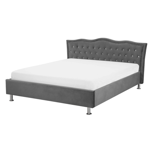 Cama baú Veludo METZ 140 x 200 cm Cinzento escuro