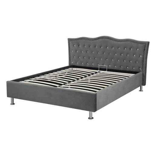 Cama baú Veludo METZ 140 x 200 cm Cinzento escuro