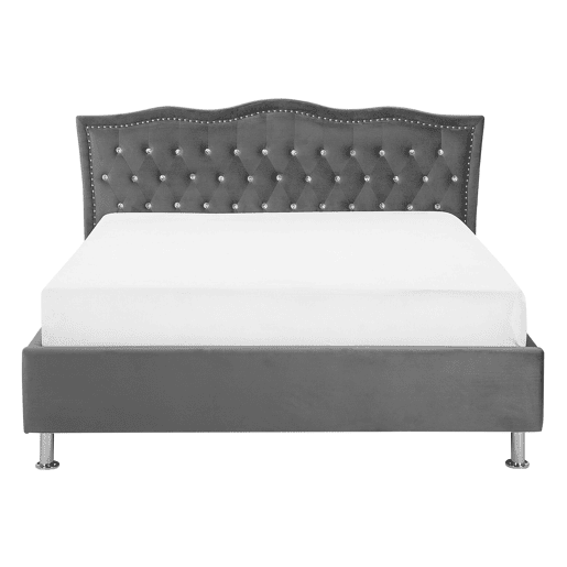 Cama baú Veludo METZ 140 x 200 cm Cinzento escuro