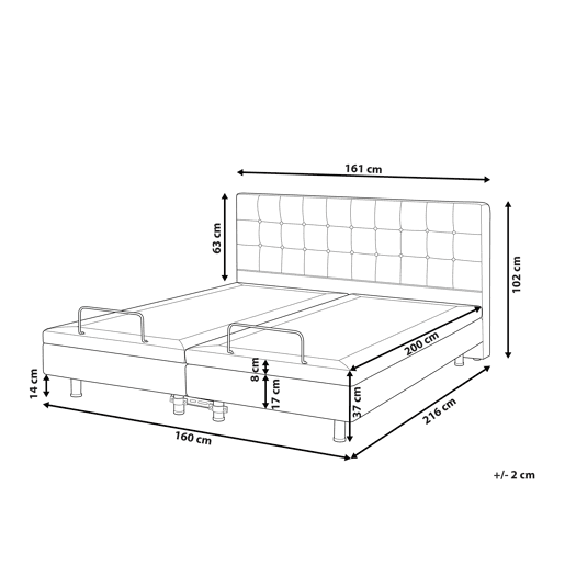 Cama ajustável Tecido DUKE 160 x 200 cm Cinzento escuro