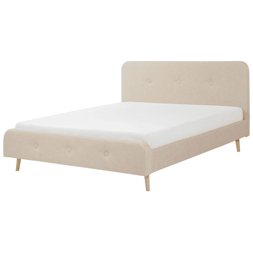 Cama Linho sintético RENNES 180 x 200 cm Creme claro
