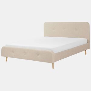 Cama Linho sintético RENNES 180 x 200 cm Creme claro