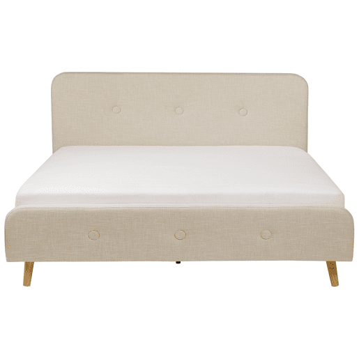 Cama Linho sintético RENNES 180 x 200 cm Creme claro
