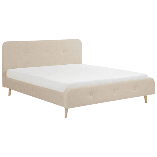 Cama Linho sintético RENNES 180 x 200 cm Creme claro