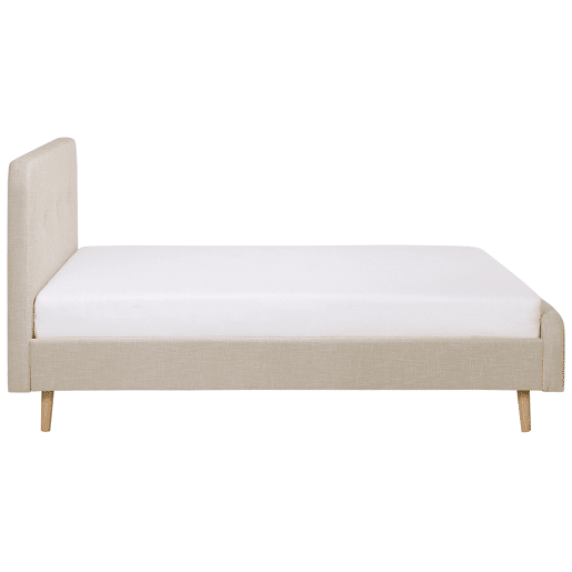 Cama Linho sintético RENNES 180 x 200 cm Creme claro