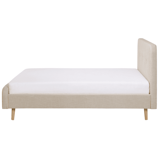Cama Linho sintético RENNES 180 x 200 cm Creme claro