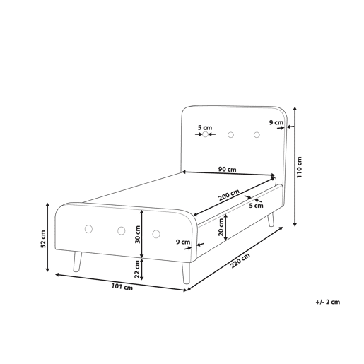 Cama Tecido RENNES 90 x 200 cm Cinzento escuro