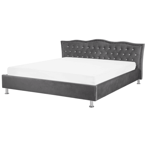 Cama Veludo METZ 180 x 200 cm Cinzento escuro