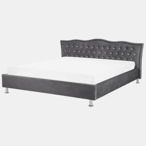 Cama Veludo METZ 180 x 200 cm Cinzento escuro