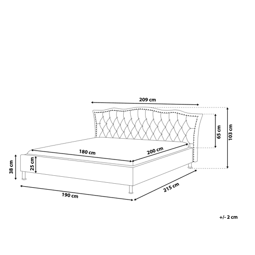 Cama Veludo METZ 180 x 200 cm Cinzento escuro