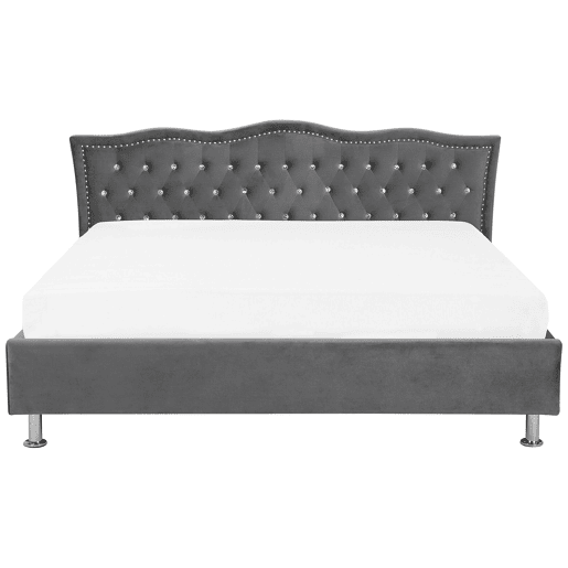 Cama Veludo METZ 180 x 200 cm Cinzento escuro
