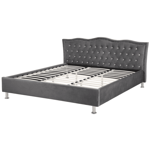 Cama Veludo METZ 180 x 200 cm Cinzento escuro