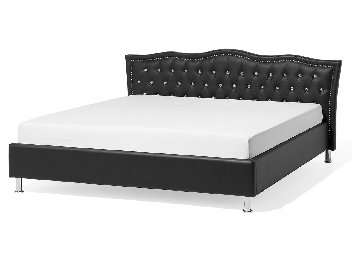 Beliani Cama Piel sintética METZ 189x215 Negro