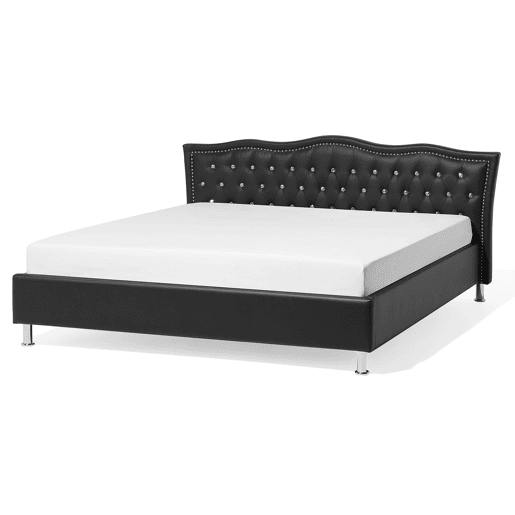 Cama Pele sintética METZ 160 x 200 cm Preto