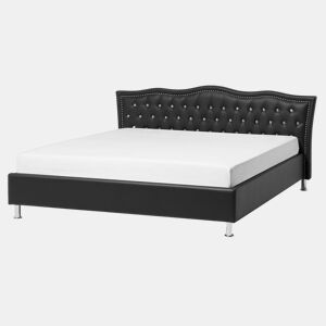 Cama Pele sintética METZ 160 x 200 cm Preto