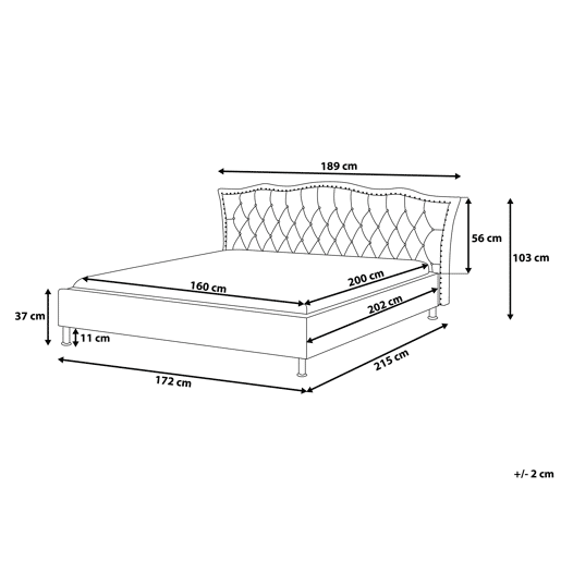 Cama Pele sintética METZ 160 x 200 cm Preto
