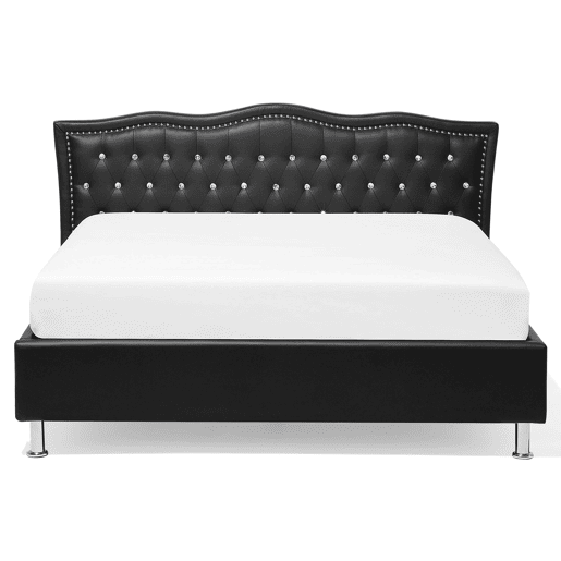 Cama Pele sintética METZ 160 x 200 cm Preto