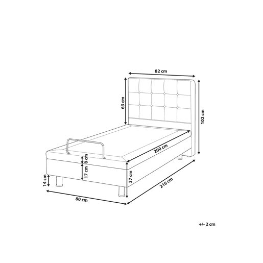 Cama ajustável Tecido DUKE 80 x 200 cm Creme