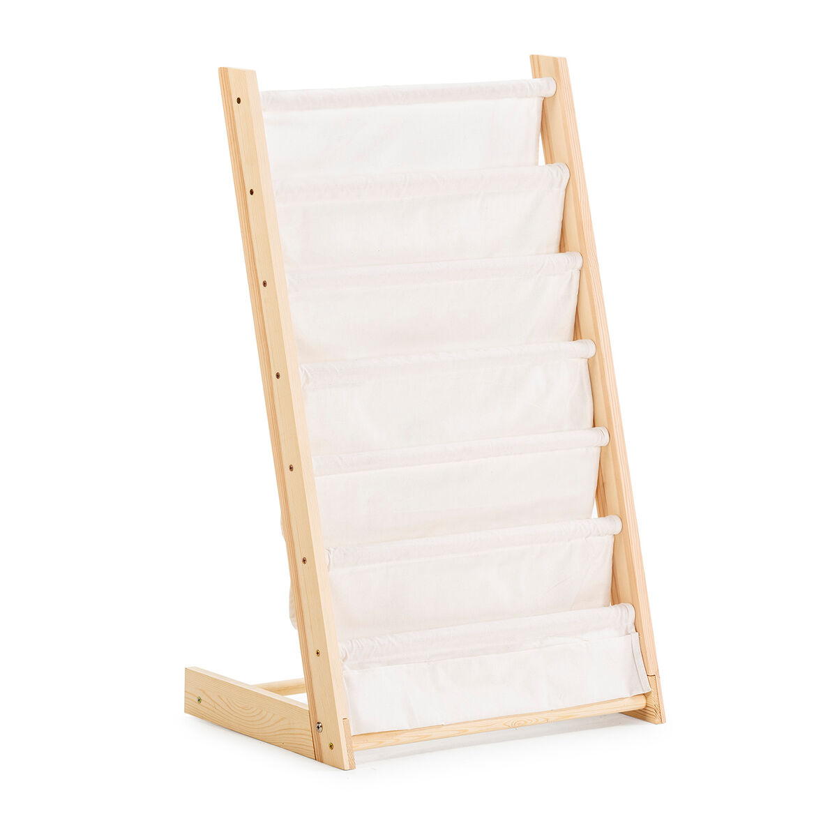 Revistero Rui en tela y madera con 6 secciones