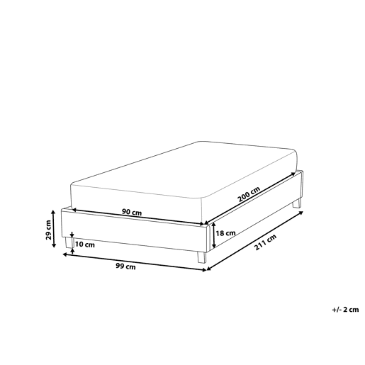 Cama sem cabeceira Tecido ROANNE 90 x 200 cm Creme