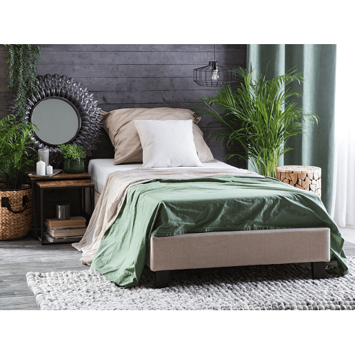 Cama sem cabeceira Tecido ROANNE 90 x 200 cm Creme