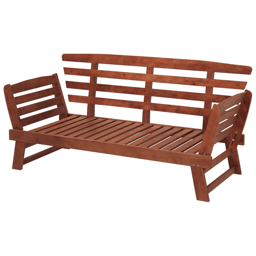 Bancos de jardim com almofadas PORTICI 210 cm Madeira de eucalipto Castanho escuroTaupe