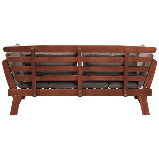 Bancos de jardim com almofadas PORTICI 210 cm Madeira de eucalipto Castanho escuroTaupe