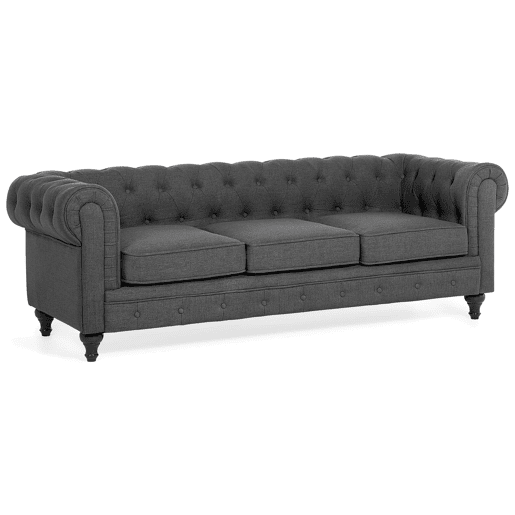 Sofá CHESTERFIELD Tecido Cinzento 3 lugares Sofá CHESTERFIELD Tecido Cinzento 3 lugares