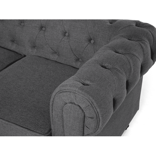 Sofá CHESTERFIELD Tecido Cinzento 3 lugares Sofá CHESTERFIELD Tecido Cinzento 3 lugares