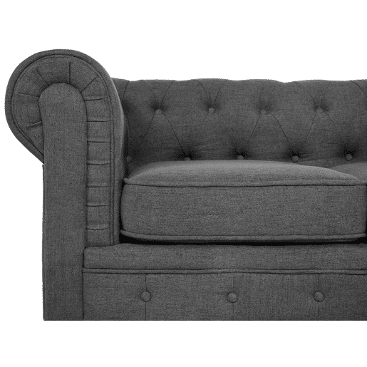 Sofá CHESTERFIELD Tecido Cinzento 3 lugares Sofá CHESTERFIELD Tecido Cinzento 3 lugares