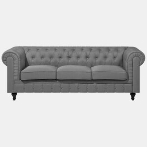Sofá CHESTERFIELD Tecido Cinzento claro 3 lugares